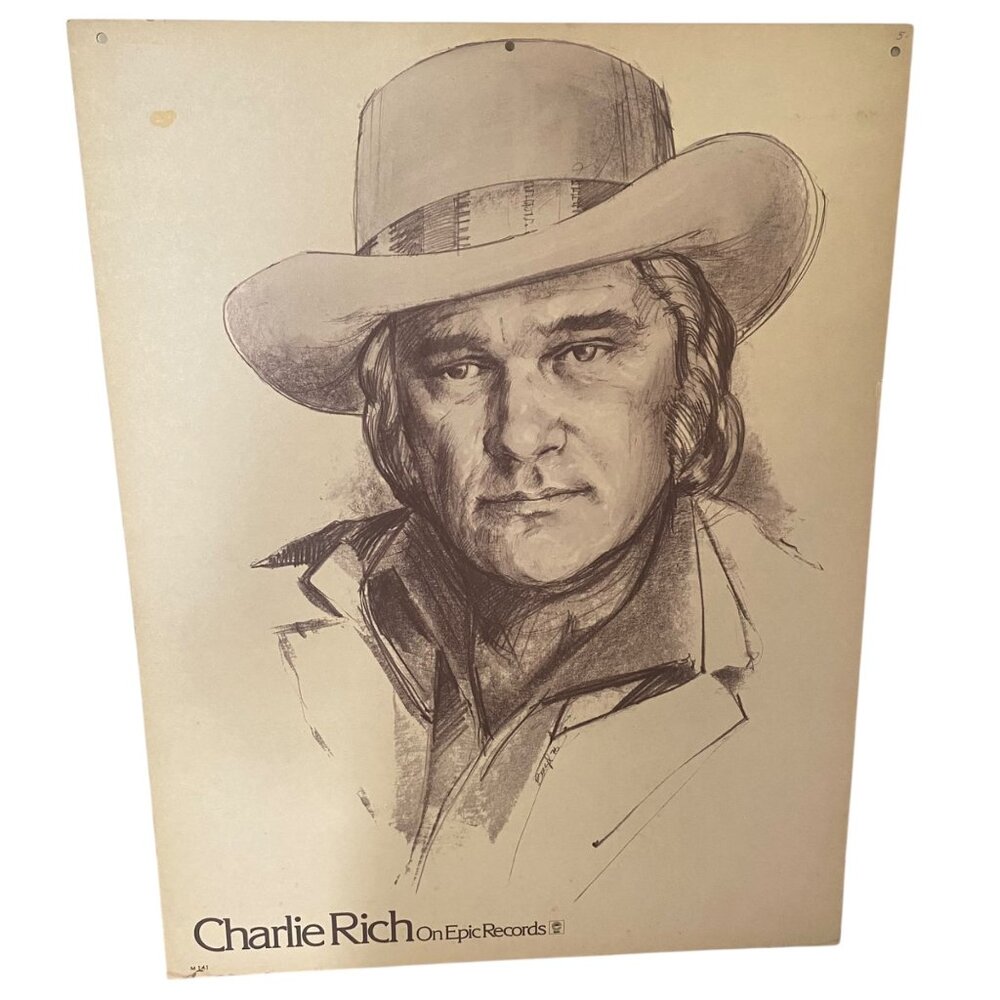 Vintage‎ Charlie Rich & Charly McClain Epic Records Promo Poster 1970's Country
